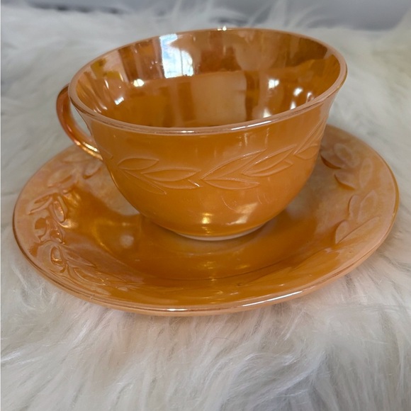 Vintage Fire King Orange Mug and Saucer Set - Picture 1 of 1